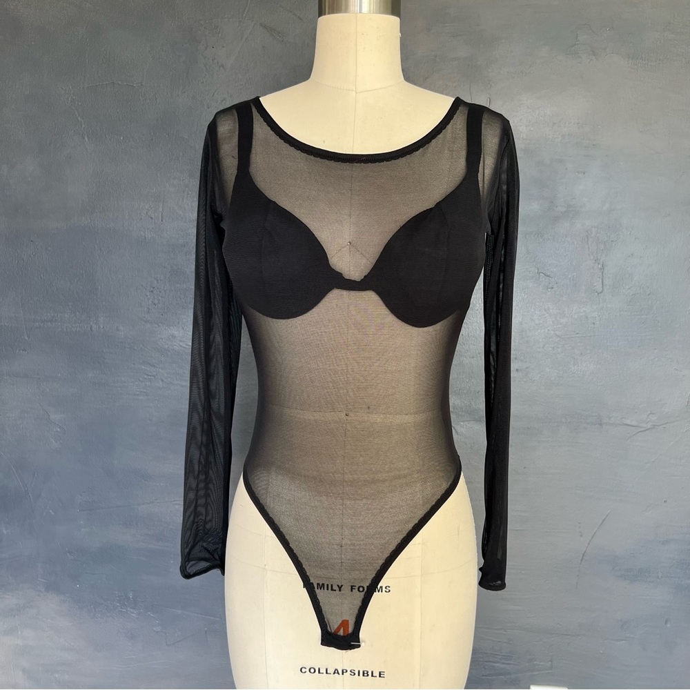 80’s-90s Sheer Vintage Bodysuit with attached bra